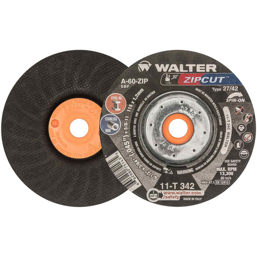 #11T342 4-1/2X3/64X5/8-11 C/O WHEEL TY 27S SPIN ON ZIP WHEEL HIGH PERFORMANCE A60 GRIT