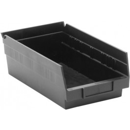 BINS #QSB102BR RECYCLED SHELF BIN BLACK HIGH DENSITY POLYPROPYLENE