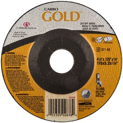 #66252843589 4-1/2X.125X7/8 TYPE 27 CARBO GOLD CUTTING WHEEL FOR STEEL/METAL/STAINLESS STEEL