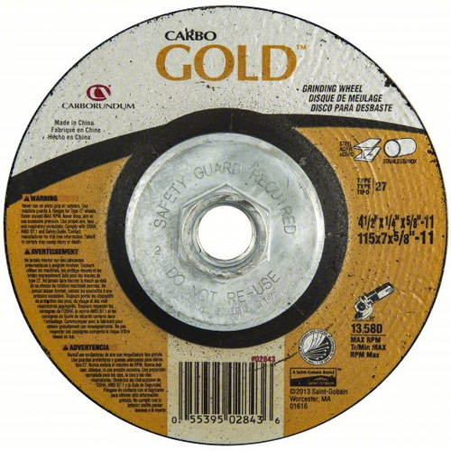 #66252843593 4-1/2X1/4X5/8-11 TYPE 27 CARBO GOLD GRINDING WHEEL