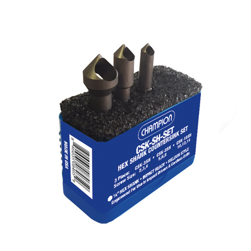 CHAMCSK3SH 1/4 SHANK ZERO FLUTE COUNTERSUNK SET, 3-PIECE