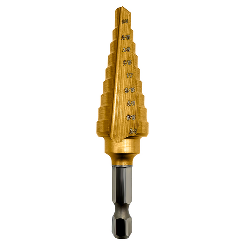 CHAMMSD-HEX-13 1/4X1-1/8 (13 STEP) TITANIUM HEX SHANK MULTI STEP DRILL