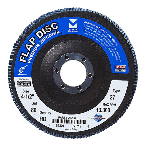 #262080 4-1/2X7/8 GRIT 80 GRADE TYPE 27 FLAP DISC HD HIGH DENSITY