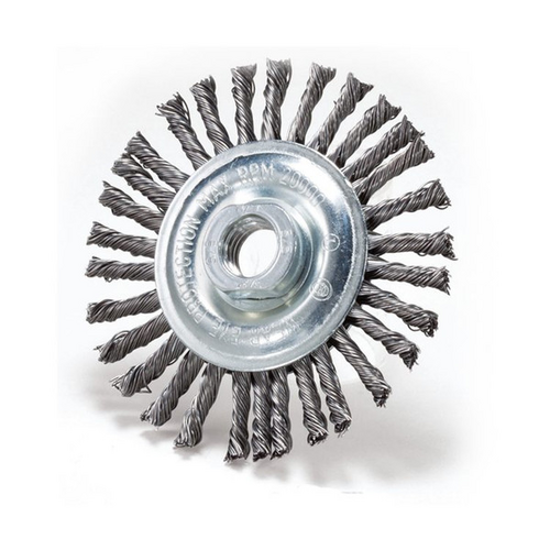 #186020 4X3/16X5/8-11 STRING BEAD WIRE WHEEL  .020 STAINLESS STEEL WIRE