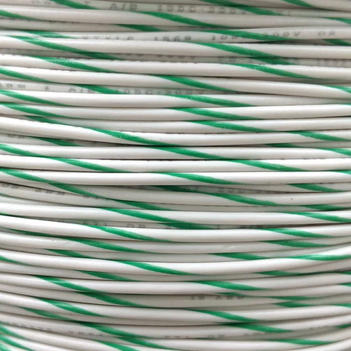 WIRE 14GAX100 WHITE/GREEN 14GA WHITE WIRE W/GREEN STRIPE