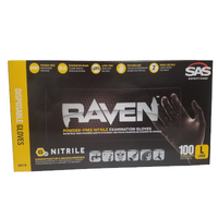 SMALL RAVEN BLACK POWDER-FREE NITRILE GLOVES (100 PER BOX)