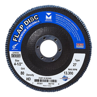 4-1/2X7/8 GRIT 80 GRADE TYPE 27 FLAP DISC HD HIGH DENSITY