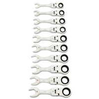 GEARWRENCH 10 PC. 12PT STUBBY FLEX HEAD RATCHETING COMBINATION WRENCH SET, METRIC