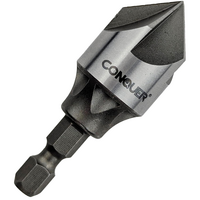 1/8-3/4 CONQUER 5 FLUTE METAL COUNTERSINK DRILL BIT 90 ° FOR 1/4 HEX SHANK (3MM-19MM) KIT PT 3